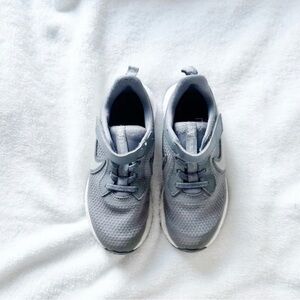 Nikes Boys Revolution Gray/White Athletic Shoes Velcro Strap 13c